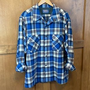 Pendleton USA Vintage 100% Virgin Wool Button Up Shirt Jacket Shacket Plaid XL